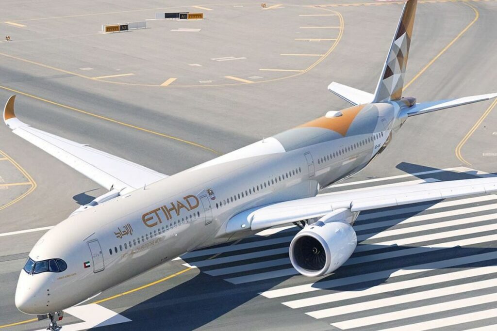 Etihad Airways plane on the runway