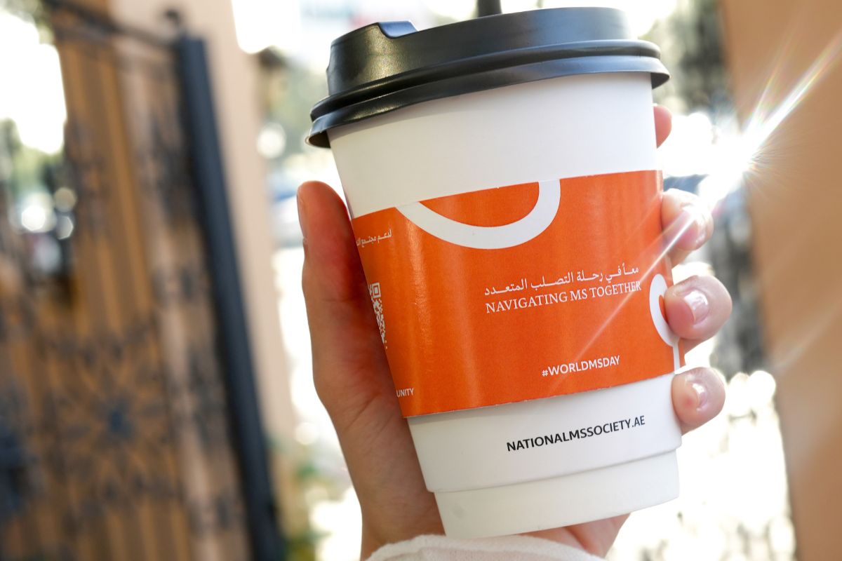 Coffee mug for awarness of Multiple Sclerosis on World MS Day 2024 UAE Abu Dhabi