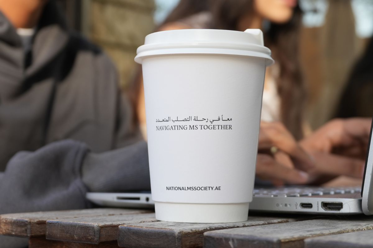 Coffee mug for awareness of Multiple Sclerosis on World MS Day 2024 UAE Abu Dhabi