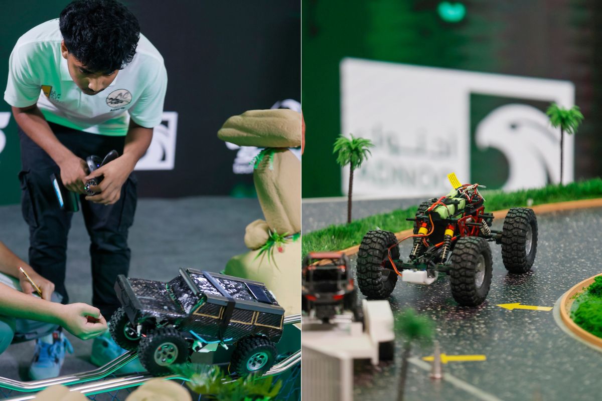 A student controlling a car for ADNOC Yas in Schools National finals this 2024