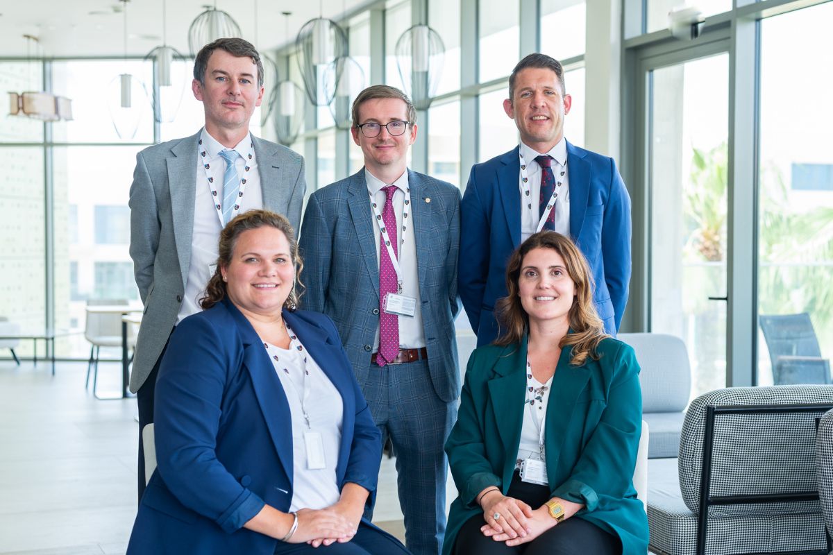 Senior Leadership Team (top row left to right): Damien Ward, Head of Senior School; Stephen Daly, Assistant Principal of Assessment, Data & Reporting; Matthew McNaught, Assistant Principal, Teaching & Learning. (front row left to right): Stephanie Barnes, DEputy Head of Senior School; Amanda Mozzetti, Head of EPQ.