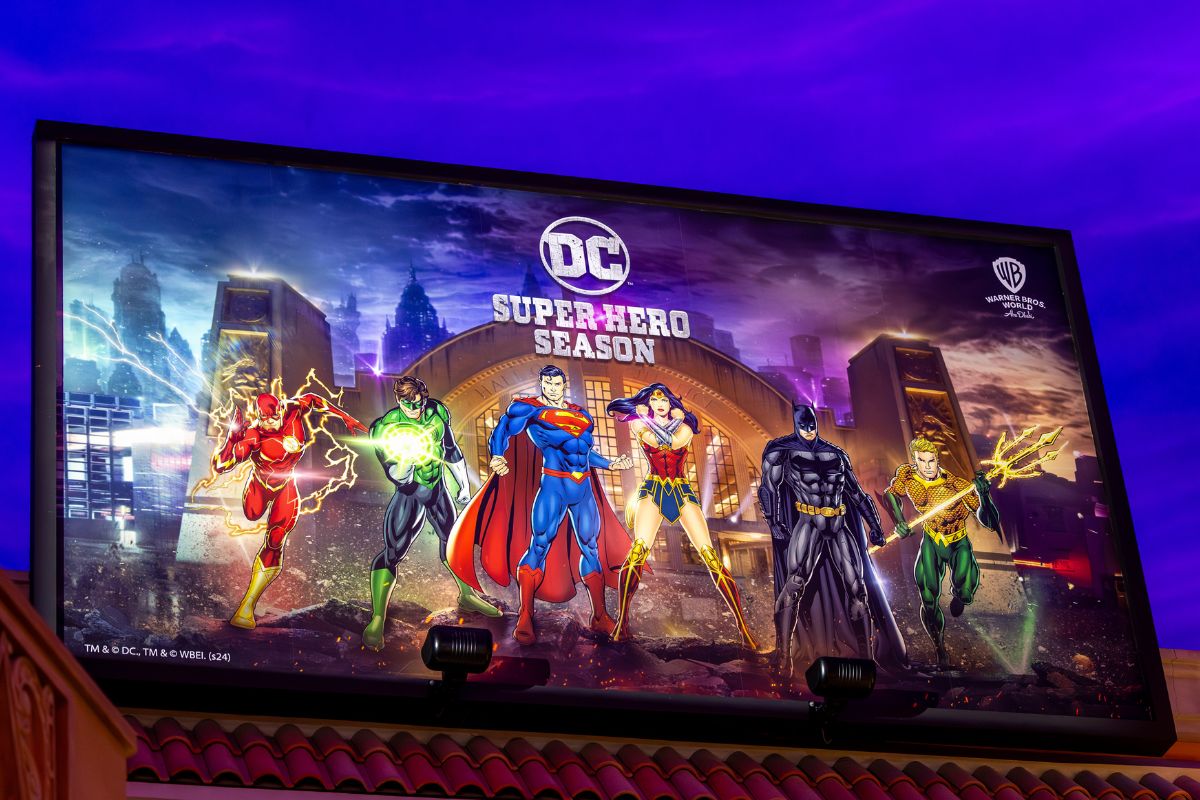 DC Superheroes poster at Warner Bros Yas Island Abu Dhabi