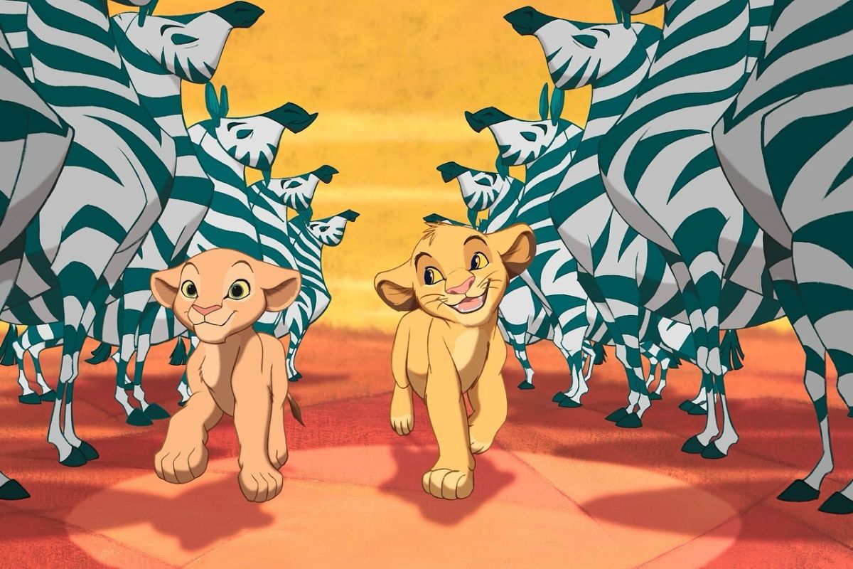 One of the scenes at The Lion King featuring the characters of Nala and Simba