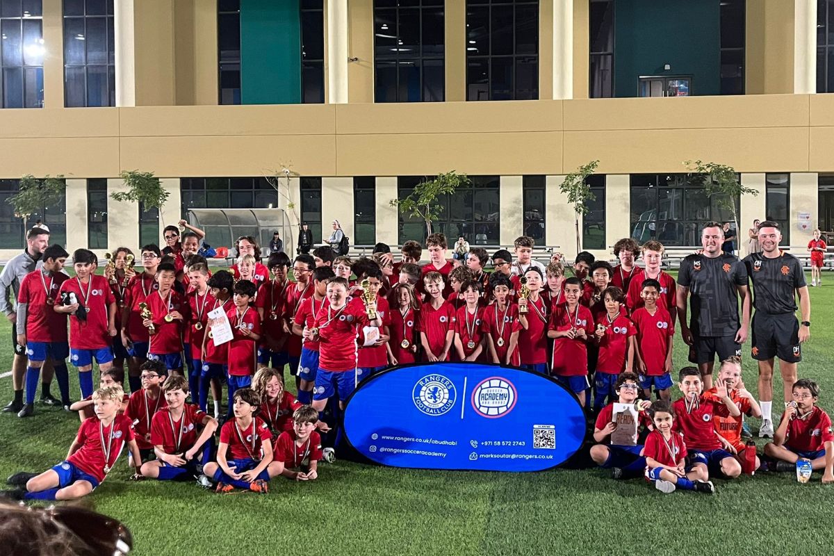 The Rangers Soccer Camp Academy students with their coaches Mark and David