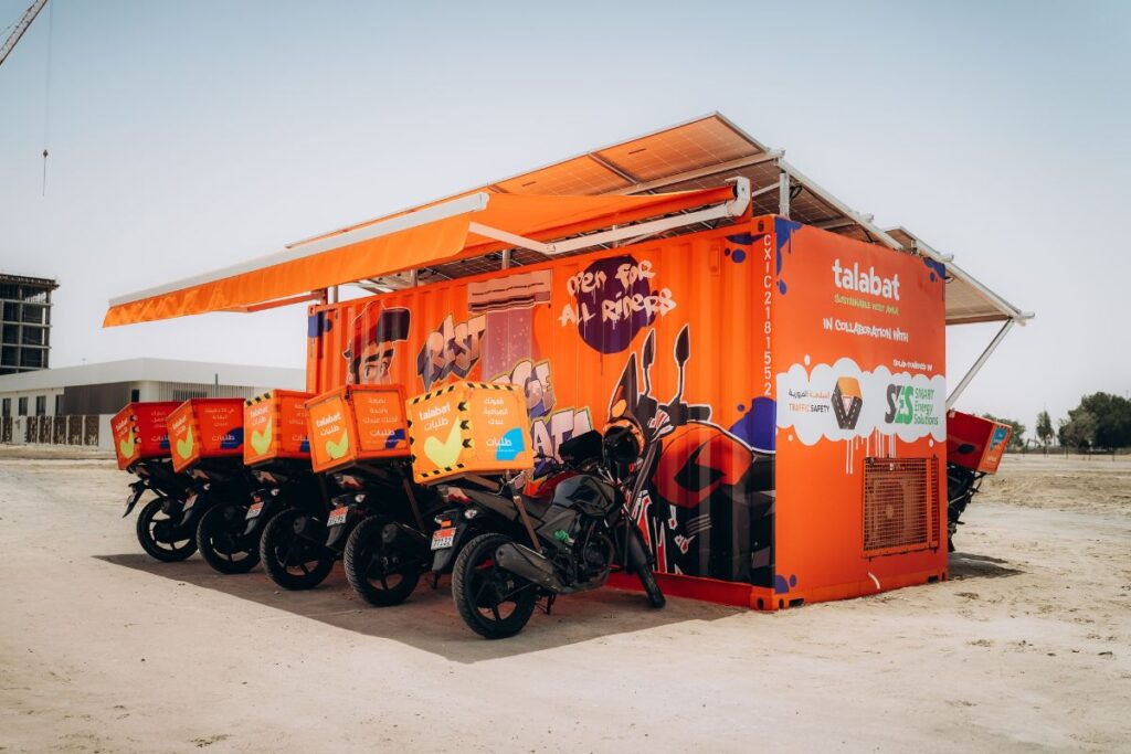 One of Abu Dhabi Mobility initiative sheds to be placed by malls in Abu Dhabi for motorcycle delivery riders during summer