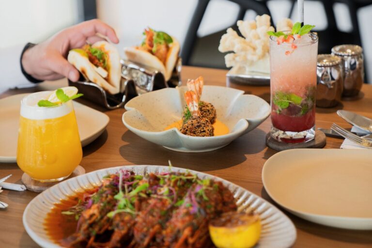 A table full of menu dishes from Ryba that just launched their new Sunday seafood brunch in Abu Dhabi