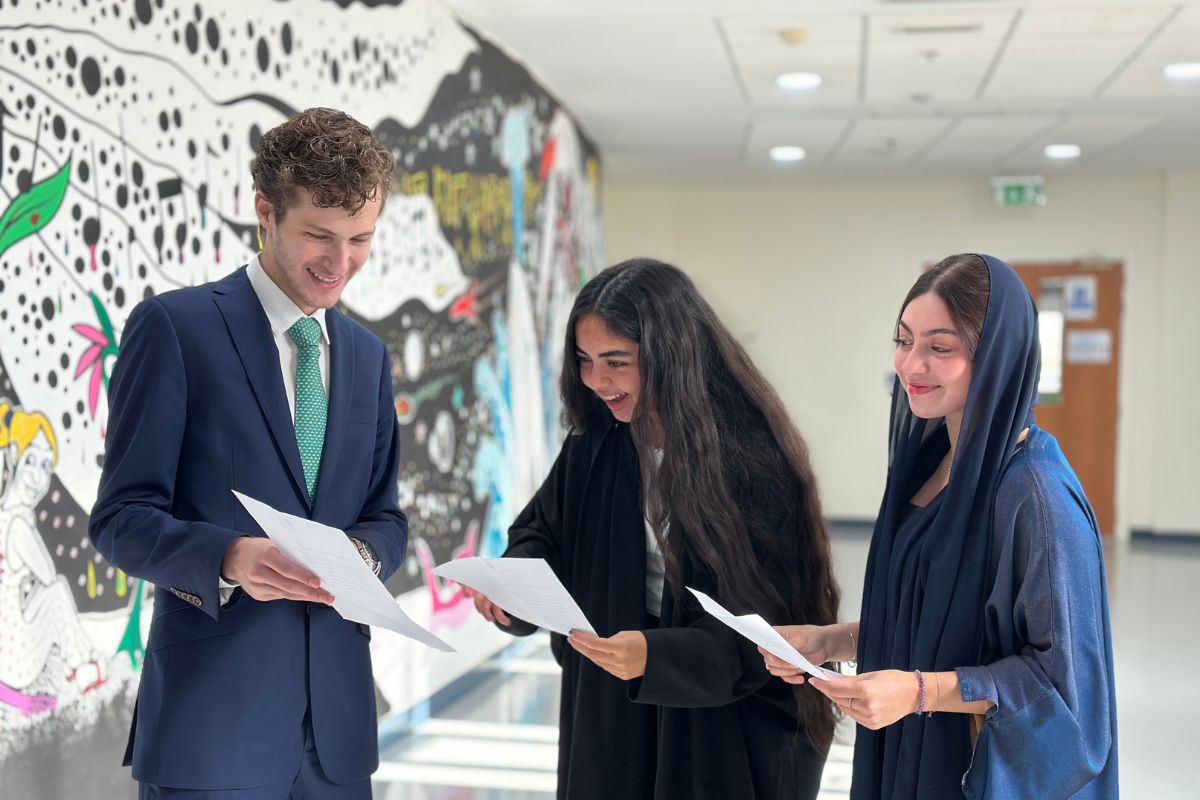 Brigton College Abu Dhabi pupils receiving their results