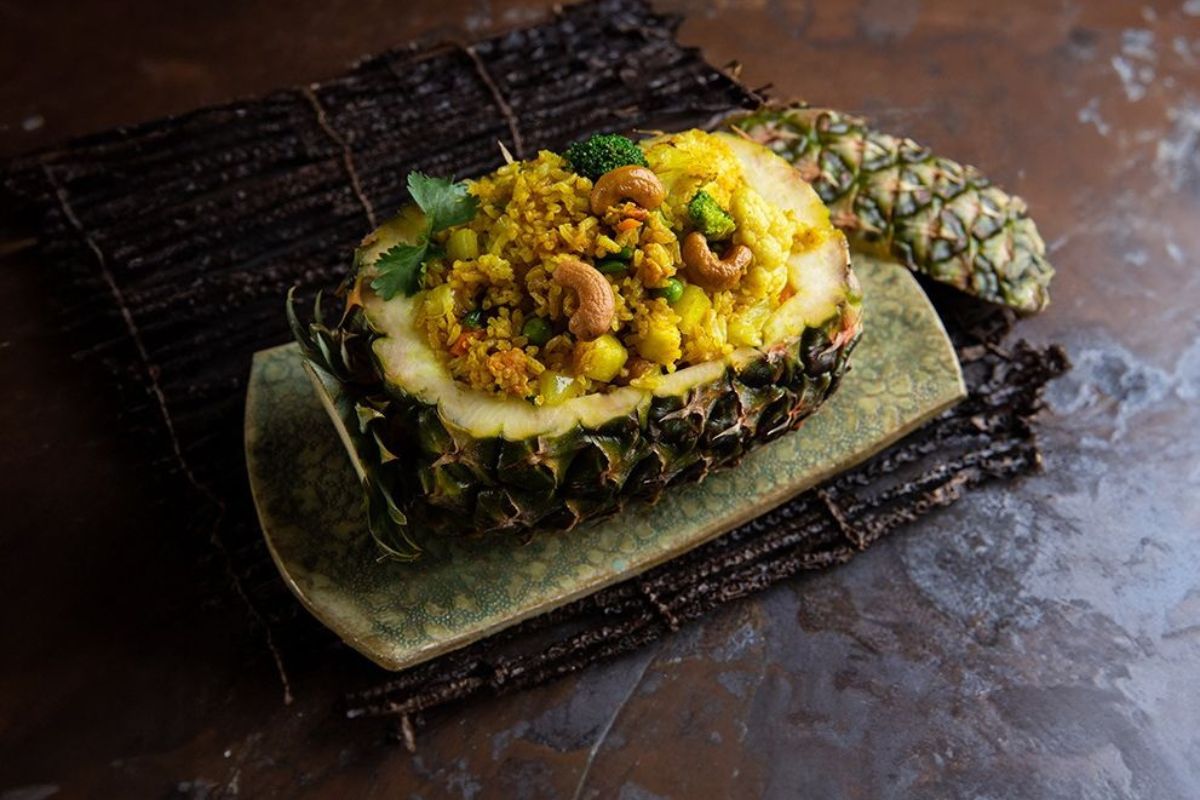 Tuk Tuk Restaurant, one of Abu Dhabi' best Thai restaurants featuring a Pineapple cashew rice