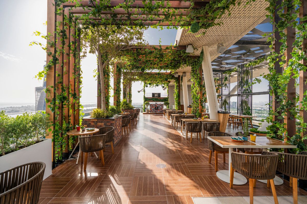 Brick rooftop kitchen and bar at Aloft Abu Dhabi