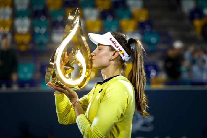 Elena Rybakina at the Mubadala Abu Dhabi Open 2024