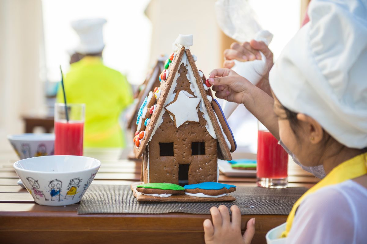 gingerbread house decorating at Al Wathba, A Luxury Collection Desert Resort & Spa