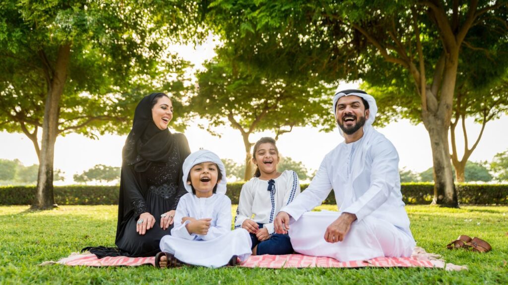 happy family in the best parks in Abu Dhabi