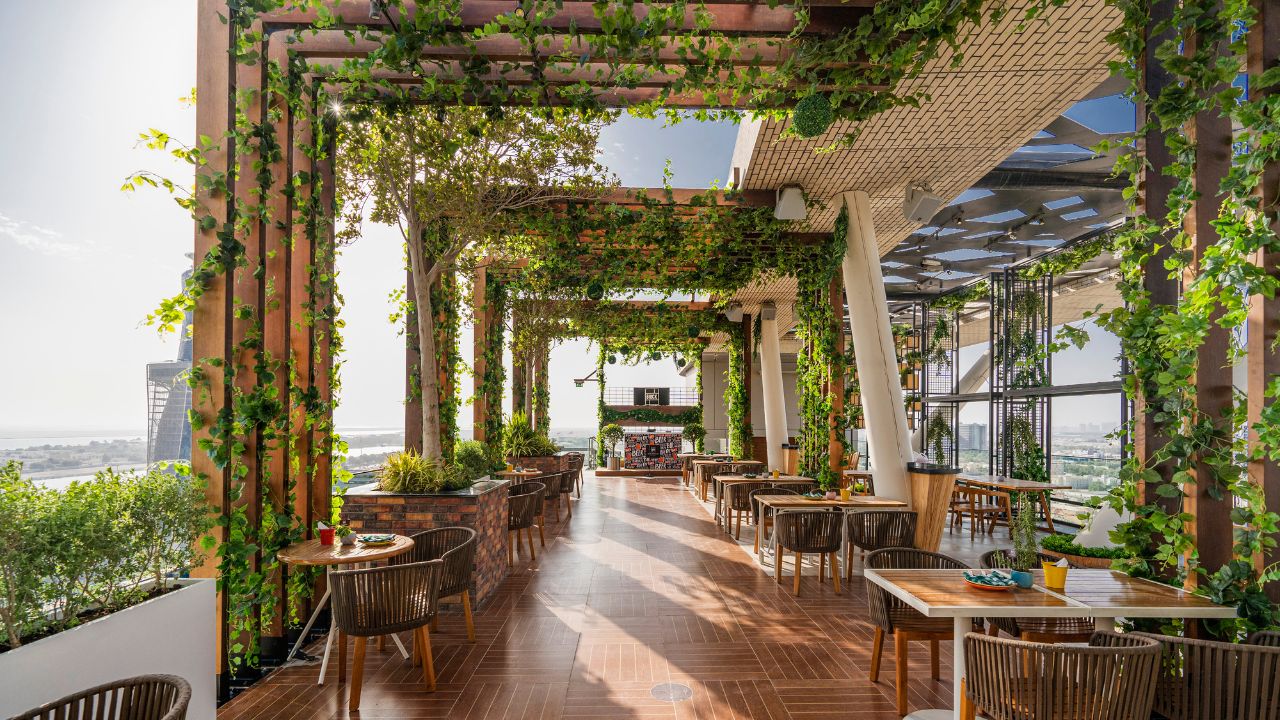 Brick rooftop kitchen and bar at Aloft Abu Dhabi