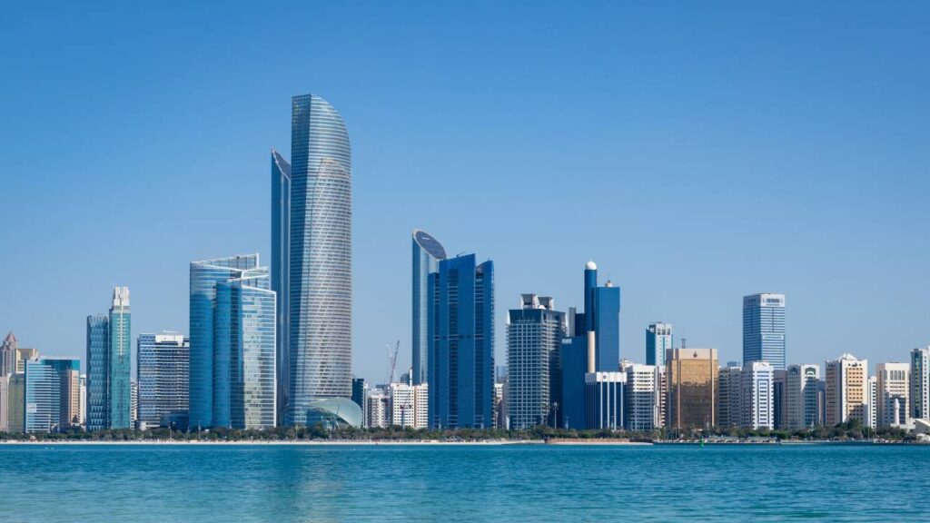 abu dhabi view beach and buildings