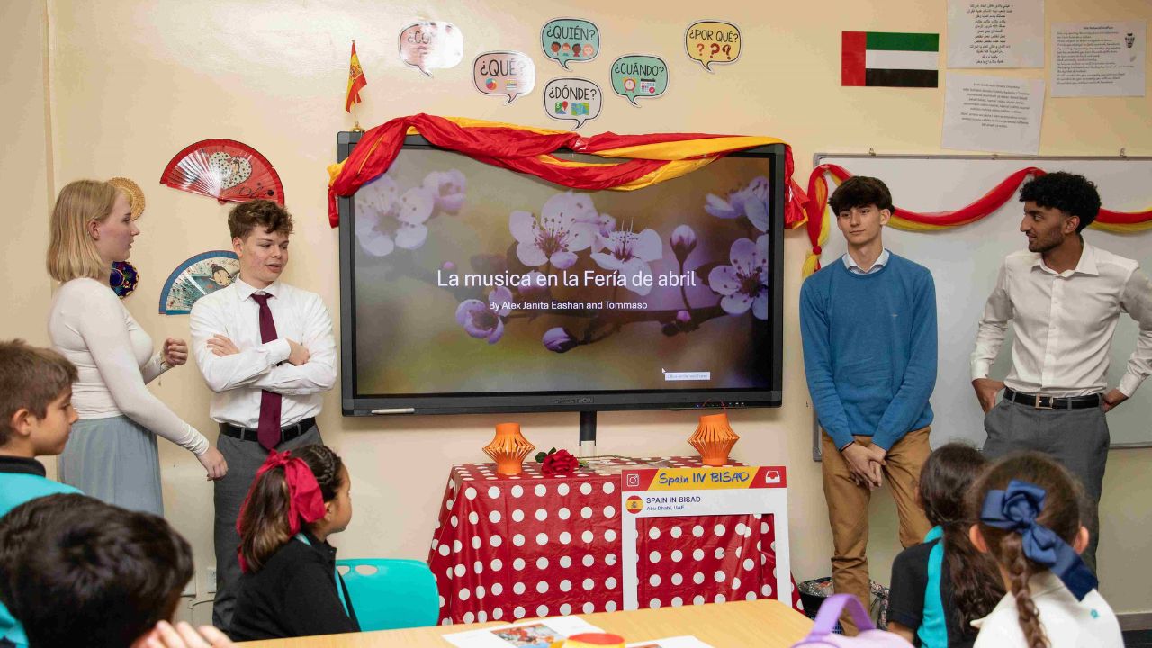 bis abu dhabi students learning and imparting knowledge about the spanish culture and language