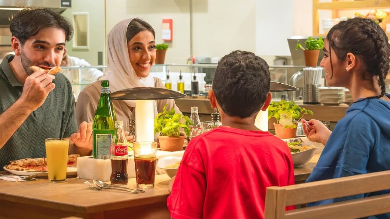 family eating at vapiano abu dhabi mall