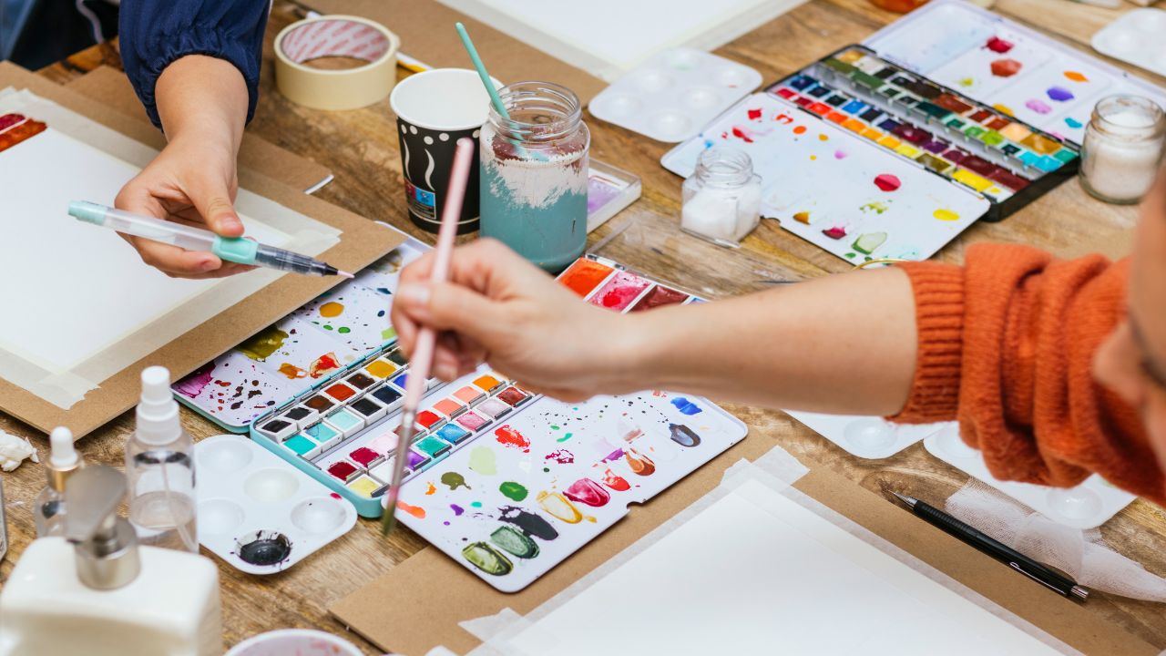art workshop working more on paintings