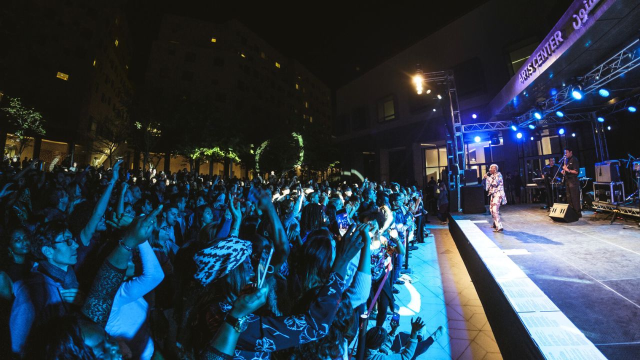 nyuad art center performance on stage and crowd