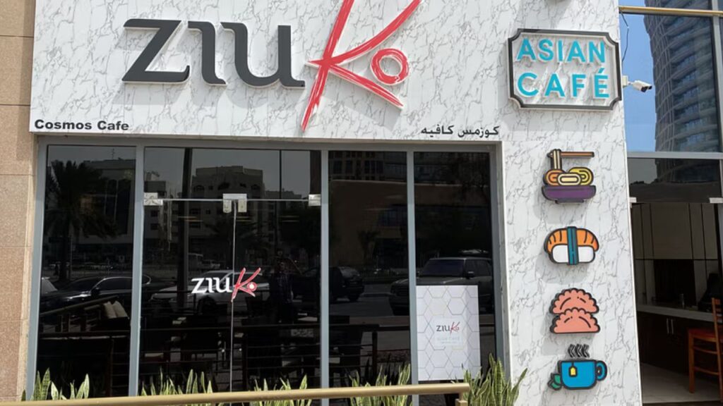 a building with a sign on the front Ziuko Asian Cafe
