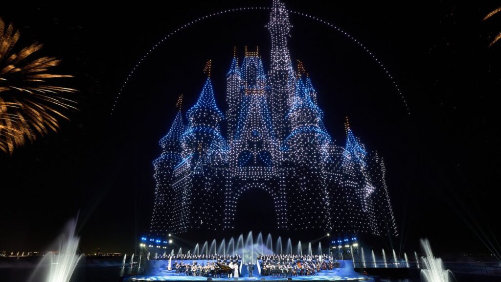 disney theme park fireworks and drone show