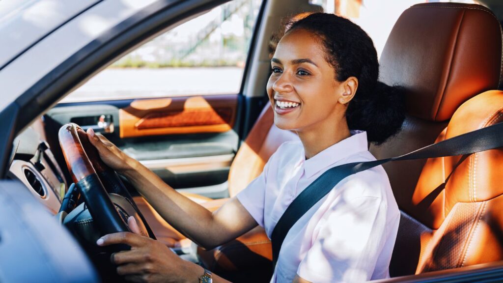 girl driving in the street