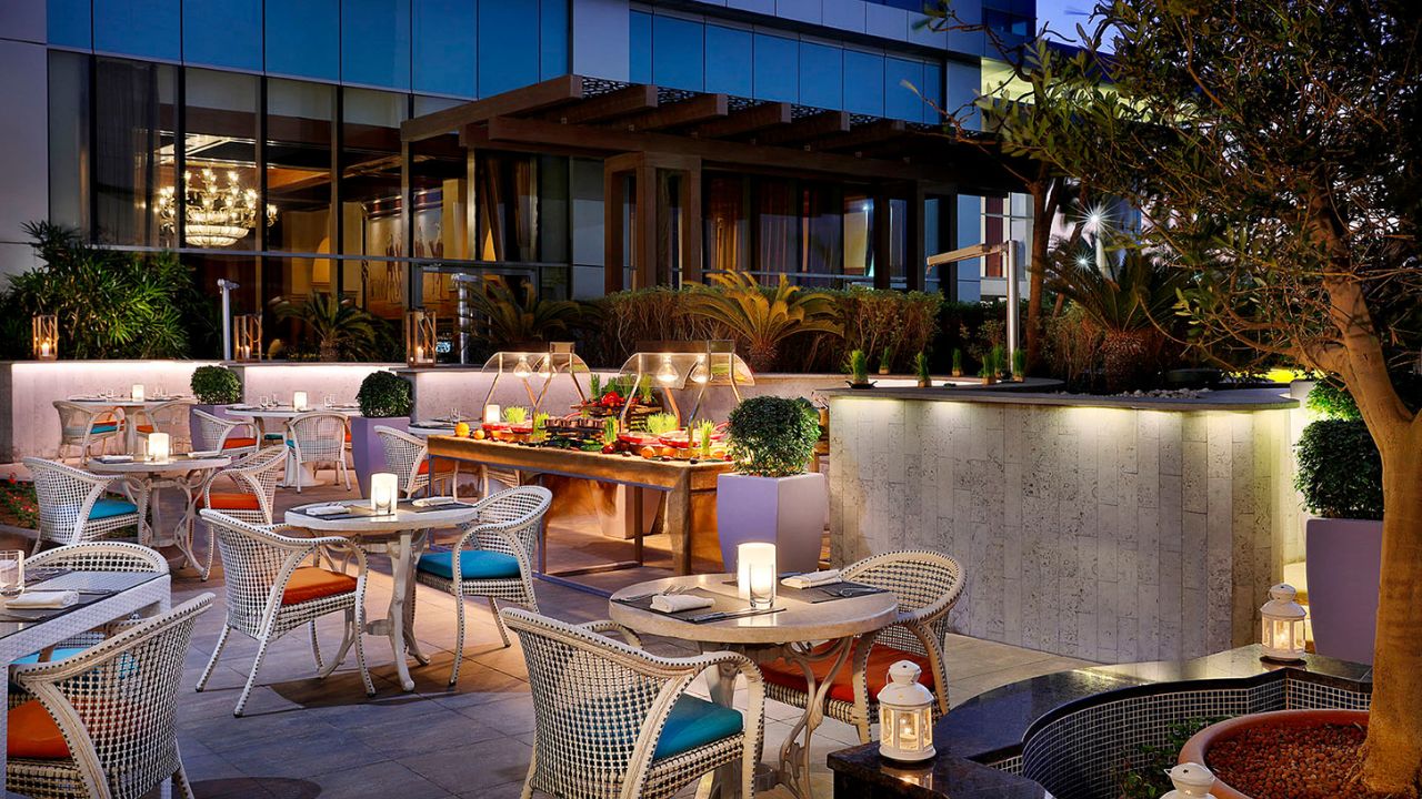 terrace on the corniche at St regis abu dhabi outdoor dining