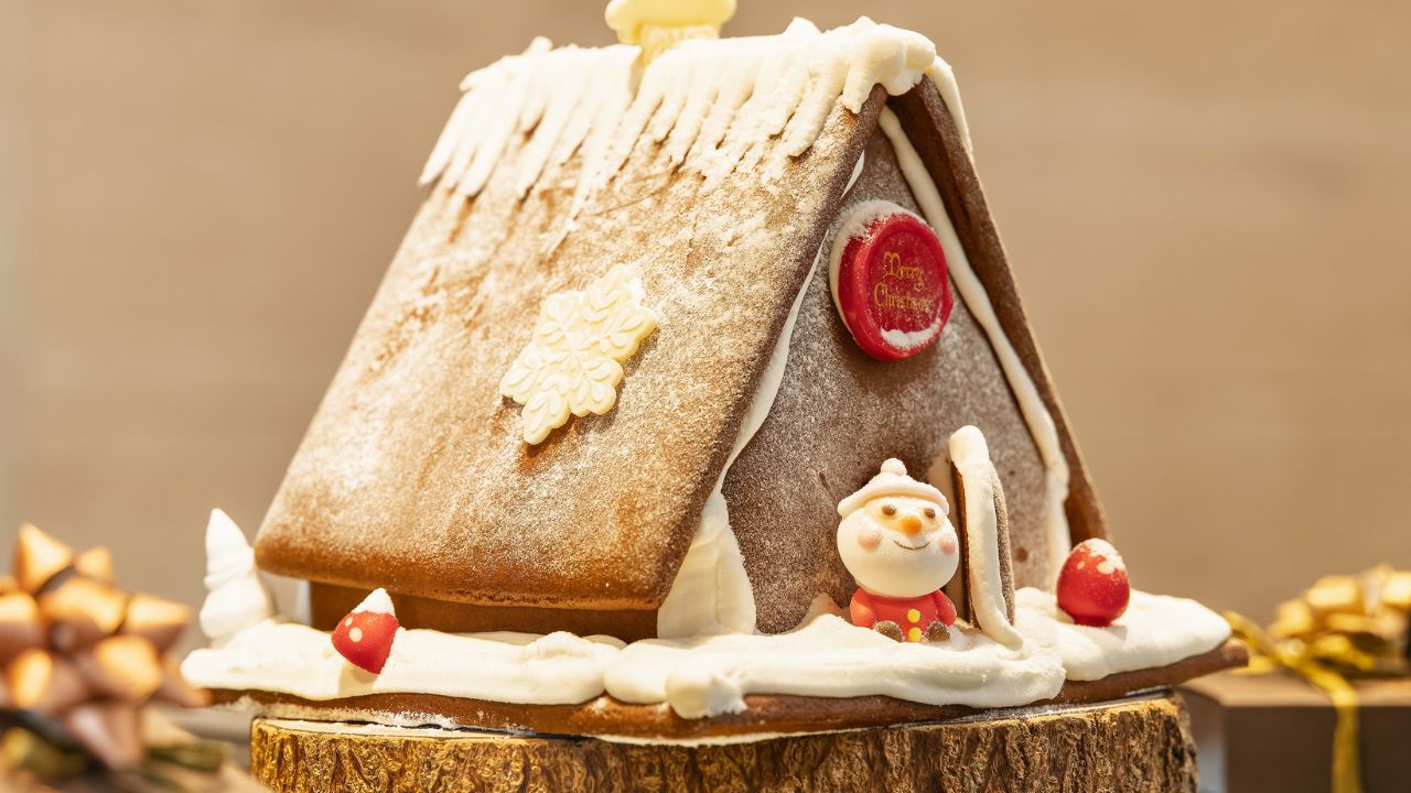 Festive gingerbread house decoration