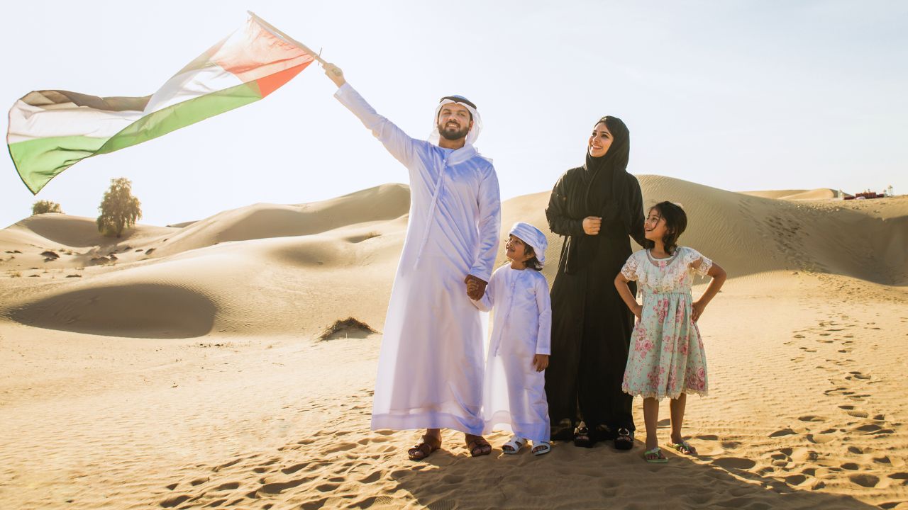 Arabian family in the desert