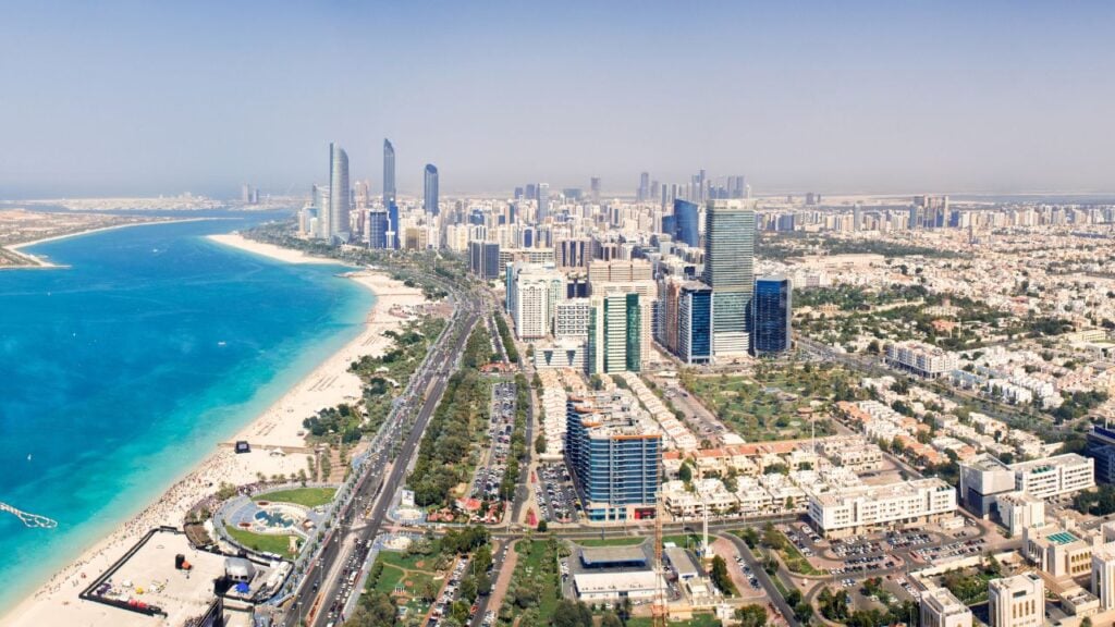 abu dhabi city skyline morning time
