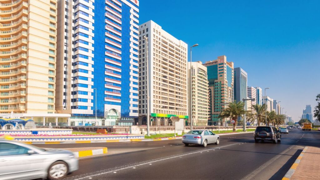 Abu Dhabi Road with cars