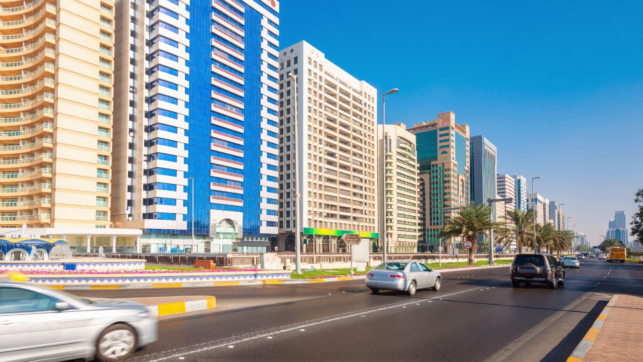 Abu Dhabi Road with cars