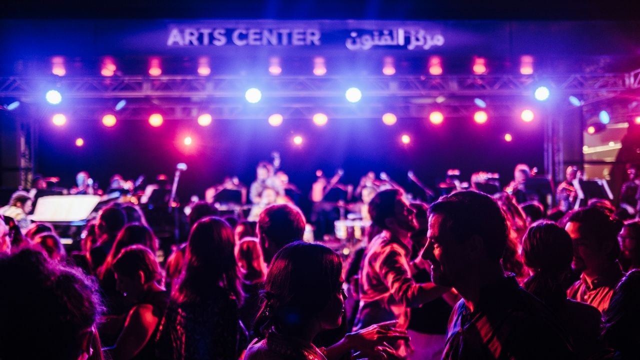 A crowd enjoying a concert