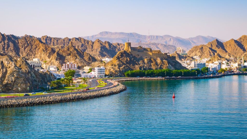 mountain landscape and Waterfront of Muscat, Oman