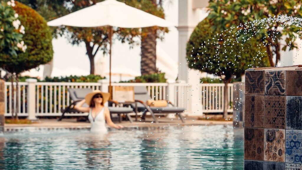 lady by the pool