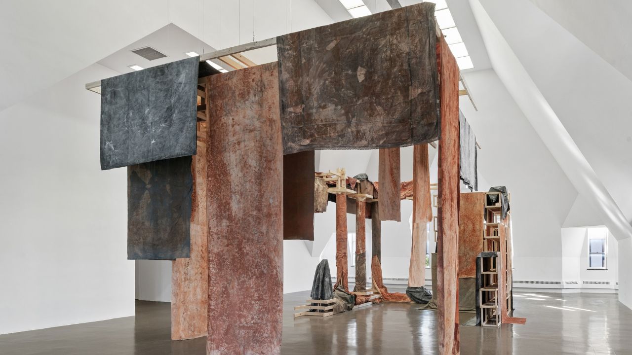 Installation view, Dala Nasser, Adonis River, 2023, Renaissance Society, Chicago. Courtesy of the artist, Renaissance Society and Commonwealth and Council.