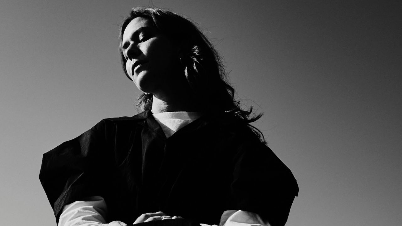 somber lady black and white