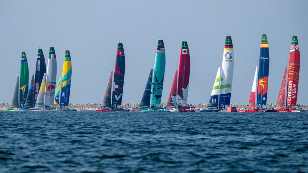 Line of sails in the water