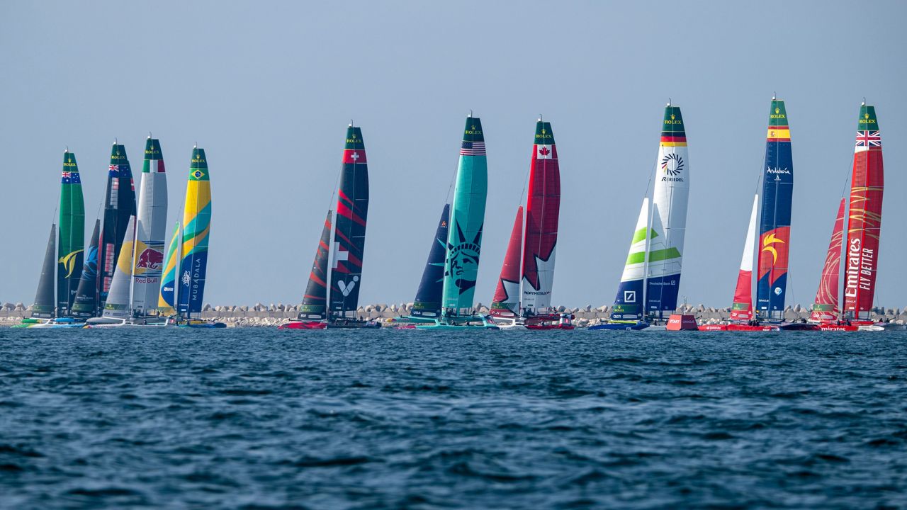 Line of sails in the water