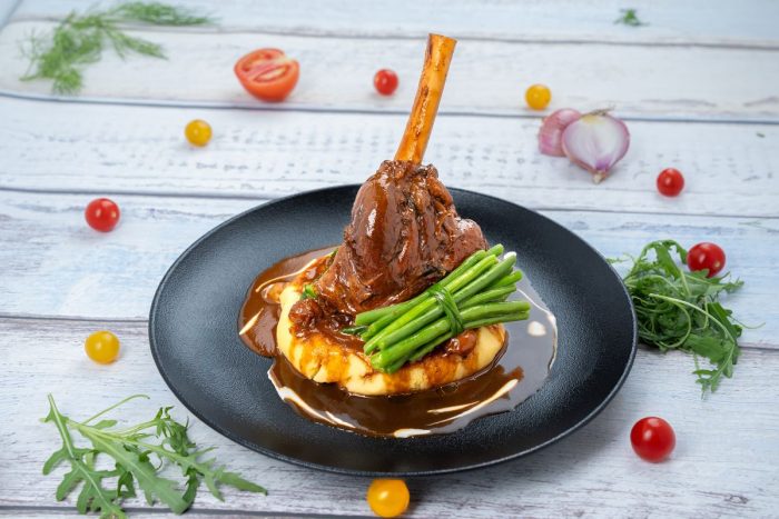 Braised lamb shank at La Brioche UAE 40th Anniversary