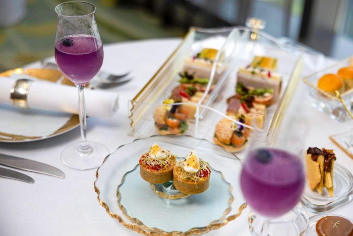 Cordials, sandwiches, scones, and more variety of bites for Afternoon Tea at Level 45 Conrad Abu Dhabi Etihad Towers Level 45 Afternoon tea