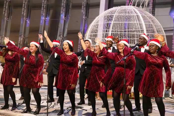 Choir singing festive tunes at Conrad Abu Dhabi Etihad Towers