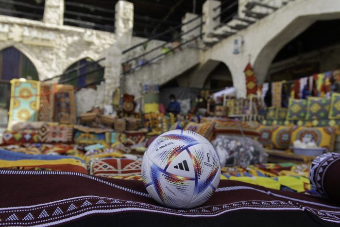 FIFA World Cup 2022 Qatar Footbal in a souq