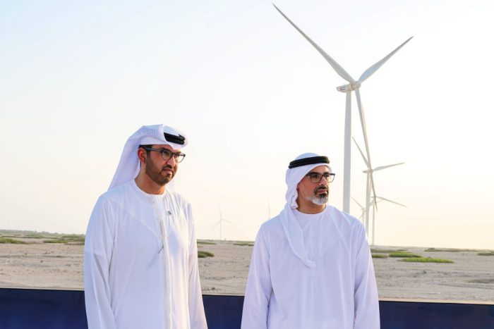 Sheikh Khaled bin Mohamed, Crown Prince of Abu Dhabi and Chairman of Abu Dhabi Executive Council, launches the wind power project on Sir Bani Yas Island