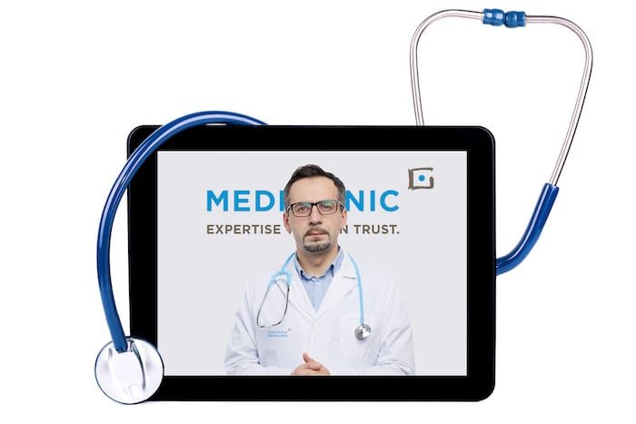 Digital Tablet And Stethoscope isolated on white background