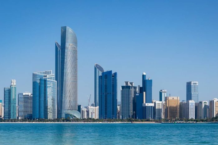 abu dhabi view beach and buildings