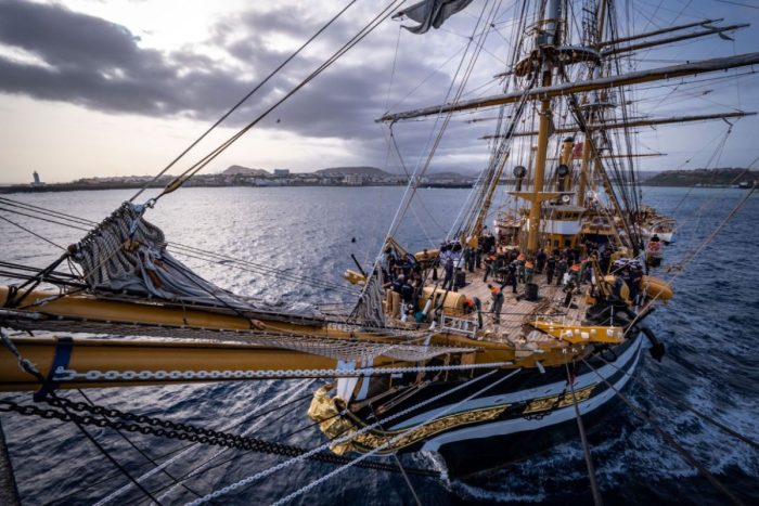 amerigo vespucci docks in abu dhabi