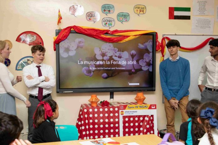 bis abu dhabi students learning and imparting knowledge about the spanish culture and language